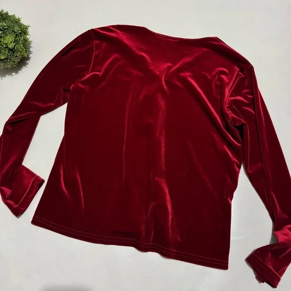 Vintage Y2K Red Velvet Cardigan Medium‎ Vampire Dark Romantic Whimsy Goth Beaded - Picture 5 of 5